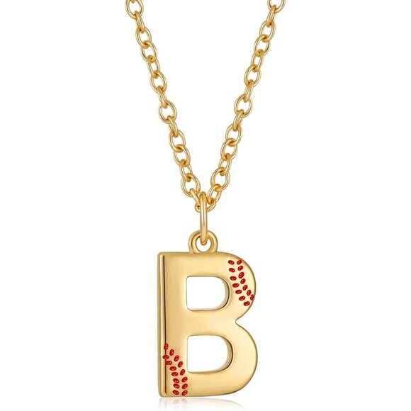 Personalized A-Z Softball Initial Pendant Necklace in 14K Gold for Ladies - Picture 1 of 7